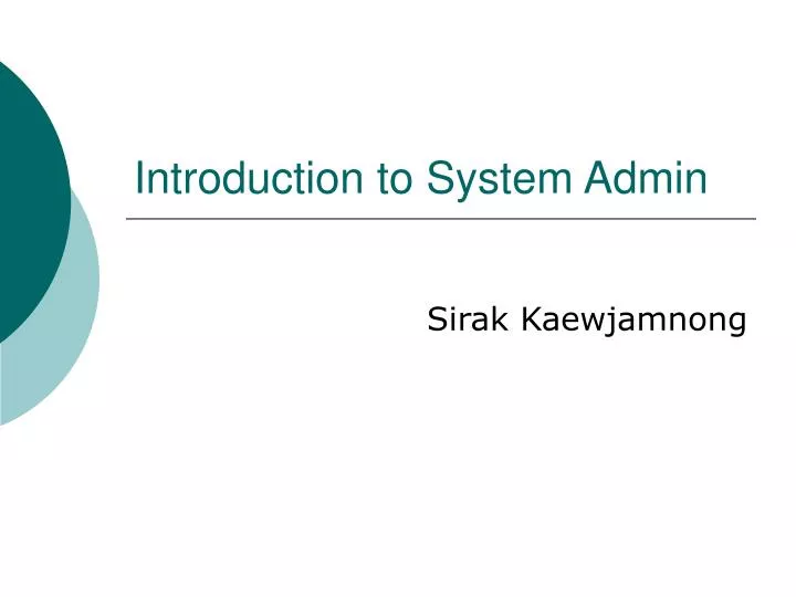 introduction to system admin