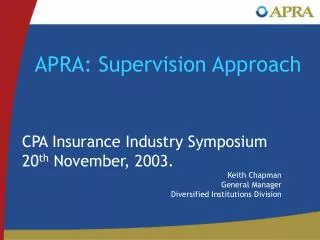 APRA: Supervision Approach