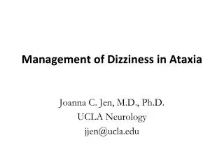 Management of Dizziness in Ataxia