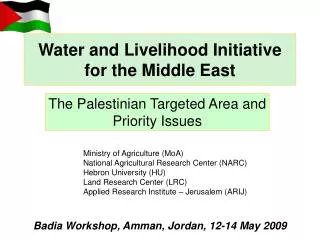 Water and Livelihood Initiative for the Middle East
