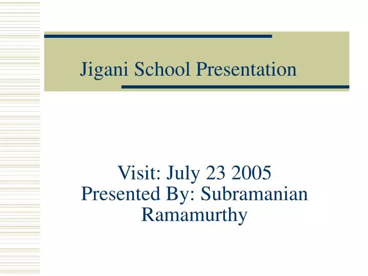 visit july 23 2005 presented by subramanian ramamurthy