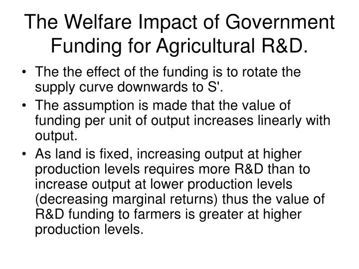 the welfare impact of government funding for agricultural r d