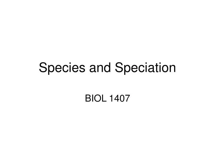 species and speciation