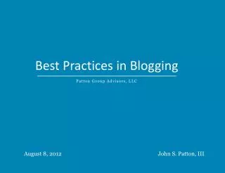 Best Practices in Blogging