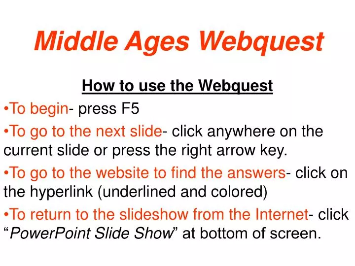 middle ages webquest