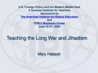 Teaching the Long War and Jihadism