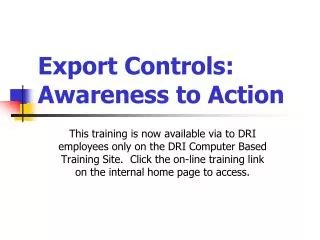 Export Controls: Awareness to Action