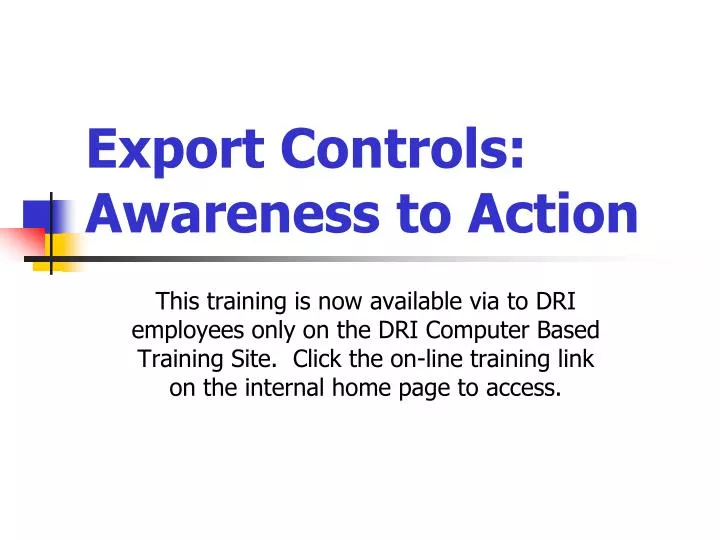 export controls awareness to action