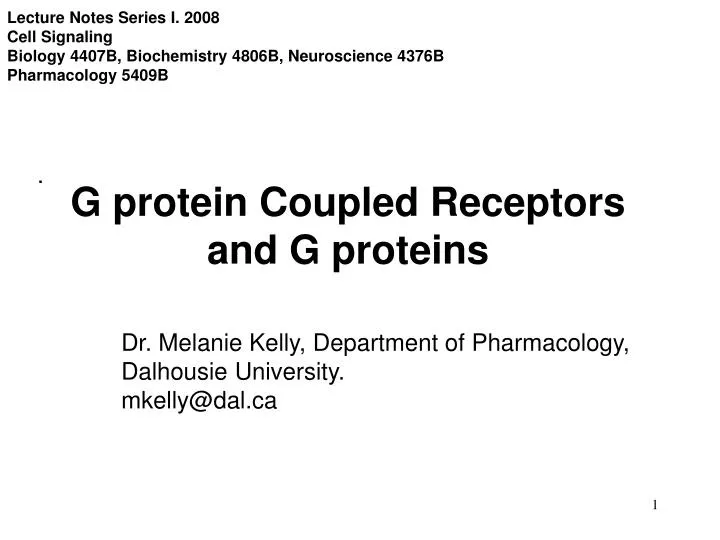g protein coupled receptors and g proteins