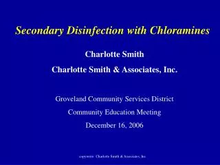 Secondary Disinfection with Chloramines