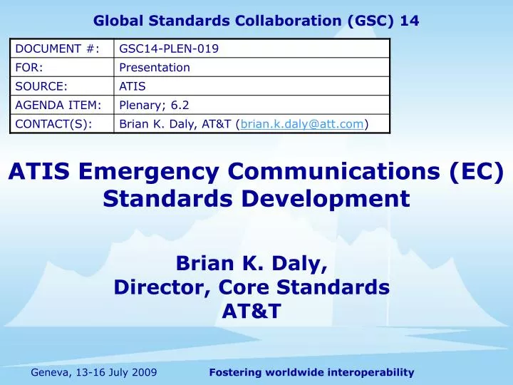 atis emergency communications ec standards development