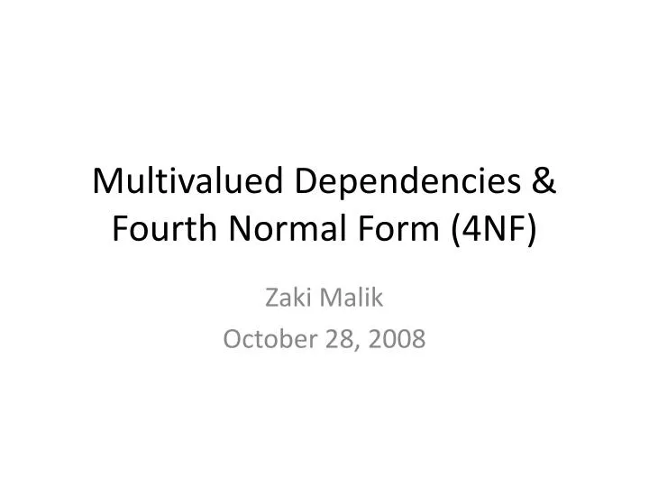 multivalued dependencies fourth normal form 4nf