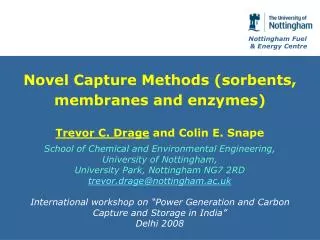 Novel Capture Methods (sorbents, membranes and enzymes)