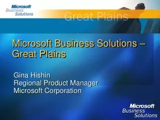 Microsoft Business Solutions – Great Plains