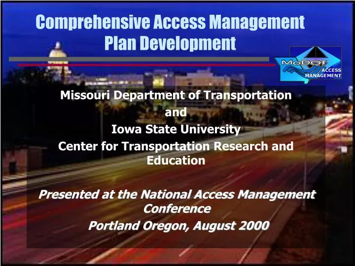 comprehensive access management plan development