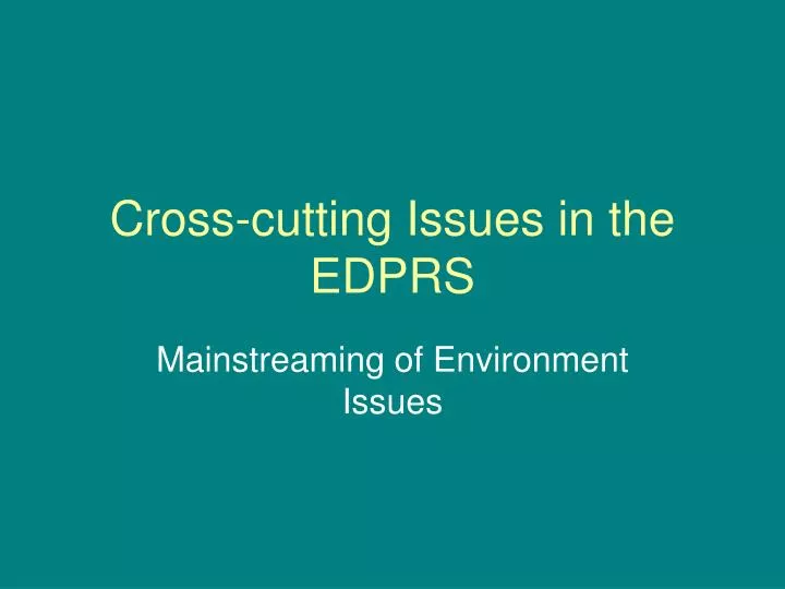 cross cutting issues in the edprs