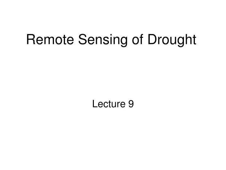 remote sensing of drought