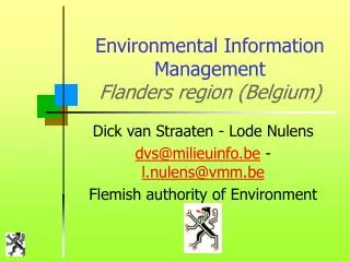 Environmental Information Management Flanders region (Belgium)