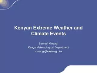Kenyan Extreme Weather and Climate Events