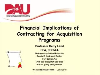 Financial Implications of Contracting for Acquisition Programs