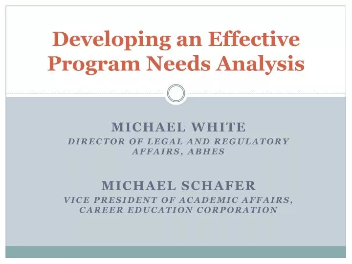 developing an effective program needs analysis