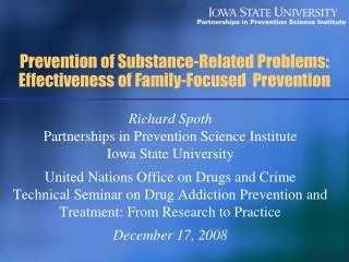 Prevention of Substance-Related Problems: Effectiveness of Family-Focused Prevention
