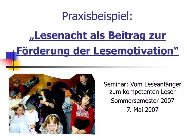 praxisbeispiel lesenacht als beitrag zur f rderung der lesemotivation