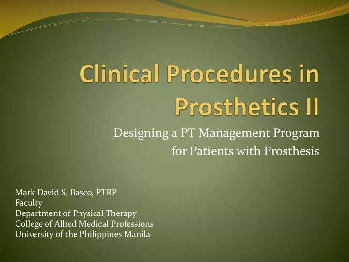 clinical procedures in prosthetics ii