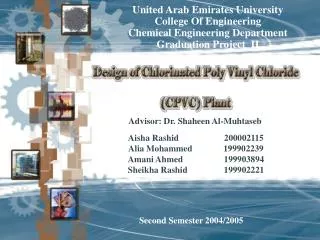 United Arab Emirates University College Of Engineering Chemical Engineering Department Graduation Project II