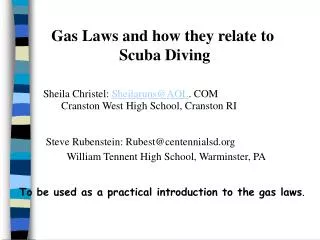 Gas Laws and how they relate to Scuba Diving