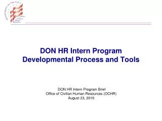 DON HR Intern Program Developmental Process and Tools
