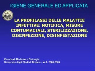 IGIENE GENERALE ED APPLICATA