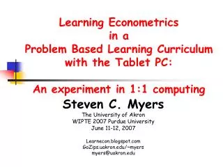 Learning Econometrics in a Problem Based Learning Curriculum with the Tablet PC: An experiment in 1:1 computing