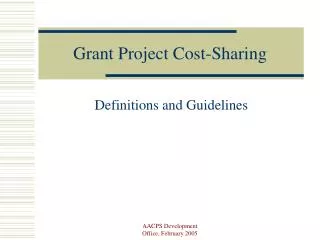 Grant Project Cost-Sharing
