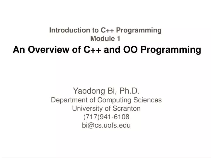 introduction to c programming module 1 an overview of c and oo programming