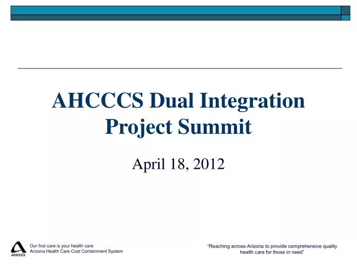 ahcccs dual integration project summit