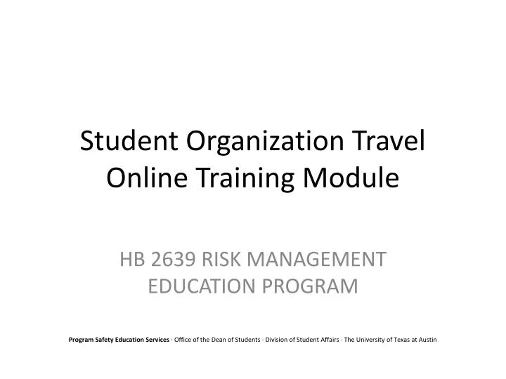 student organization travel online training module