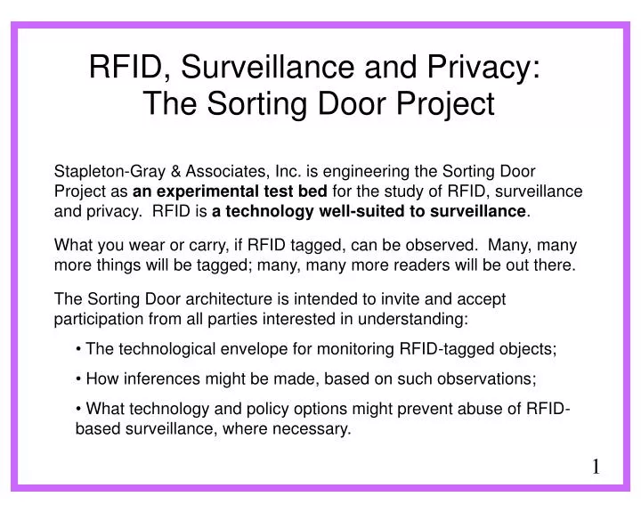 rfid surveillance and privacy the sorting door project