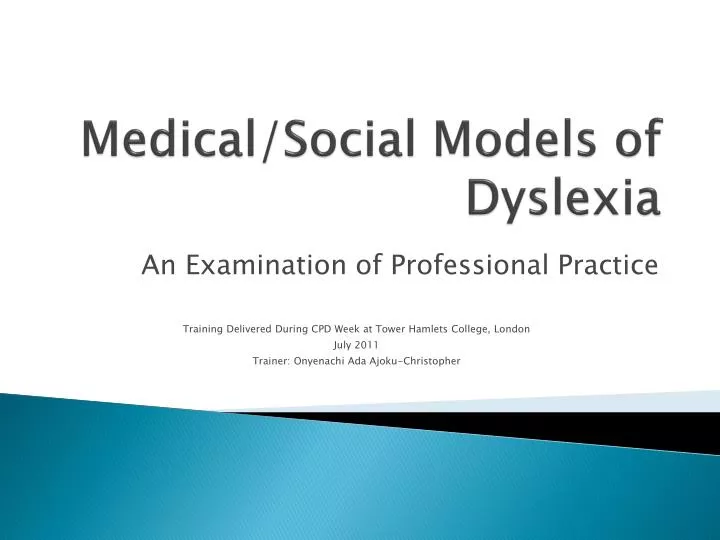 medical social models of dyslexia