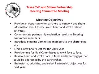 Texas CVD and Stroke Partnership Steering Committee Meeting