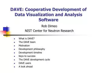 DAVE: Cooperative Development of Data Visualization and Analysis Software