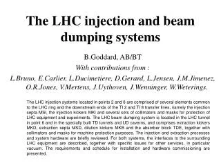 The LHC injection and beam dumping systems