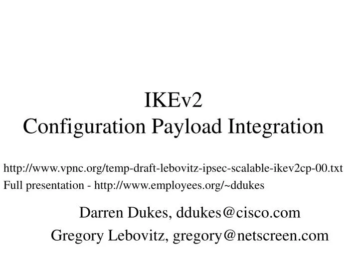 ikev2 configuration payload integration