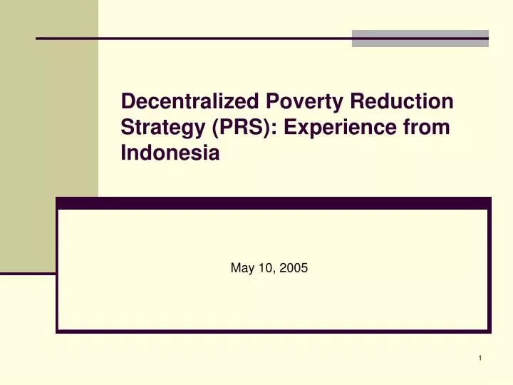 decentralized poverty reduction strategy prs experience from indonesia