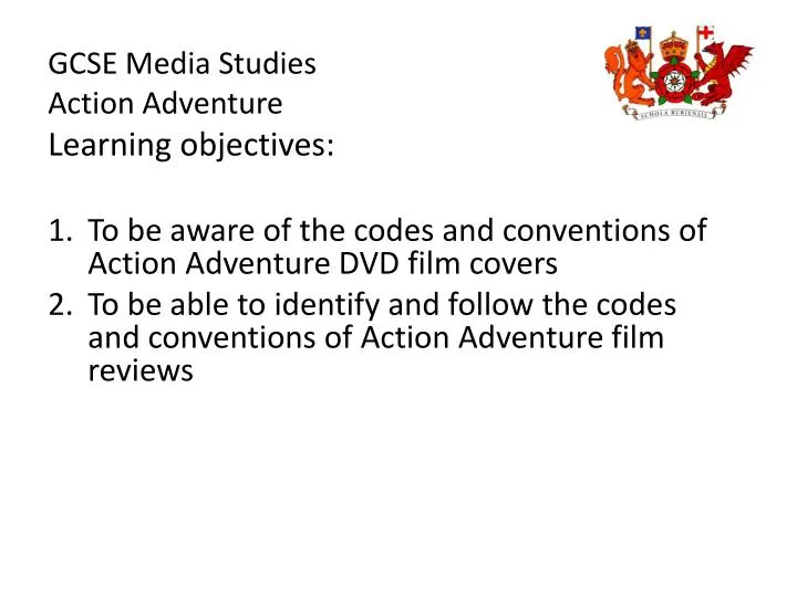 gcse media studies action adventure learning objectives