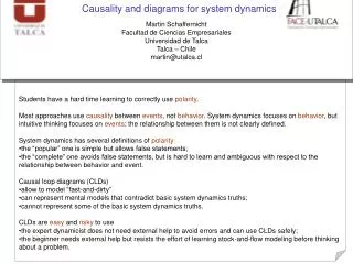 Causality and diagrams for system dynamics