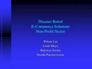 Disaster Relief E-Commerce Solutions Non-Profit Sector