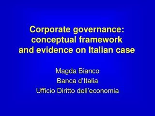 Corporate governance: conceptual framework and evidence on Italian case