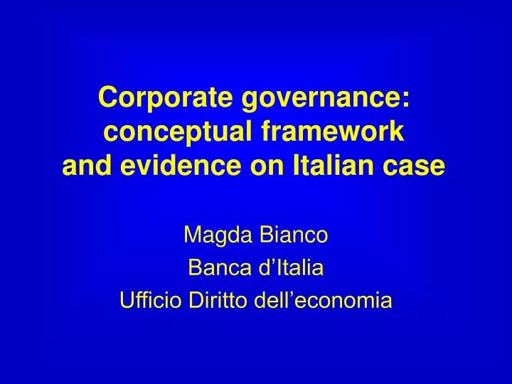 corporate governance conceptual framework and evidence on italian case