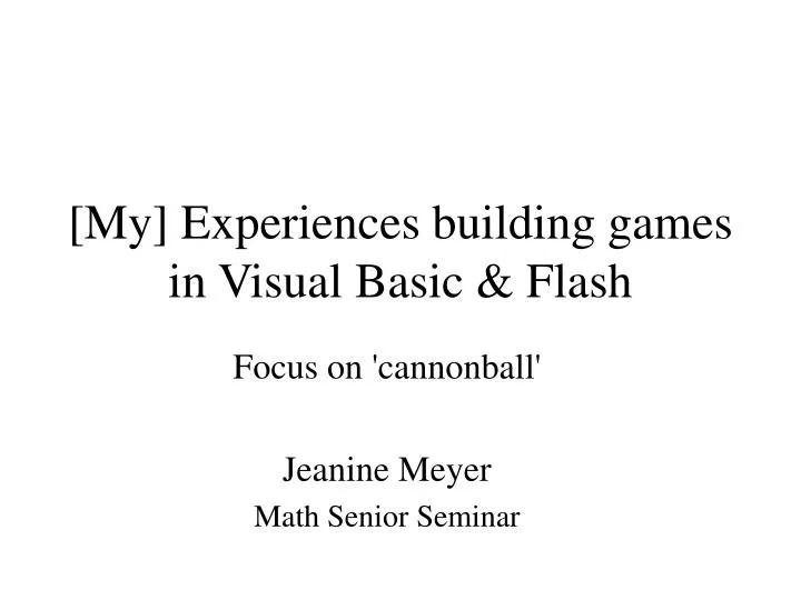 my experiences building games in visual basic flash